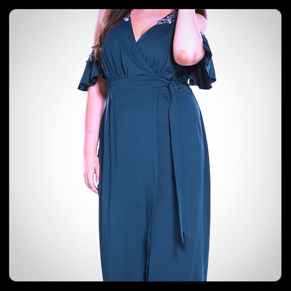 Little Mistress Baroque Lace Trim Wrap Dress